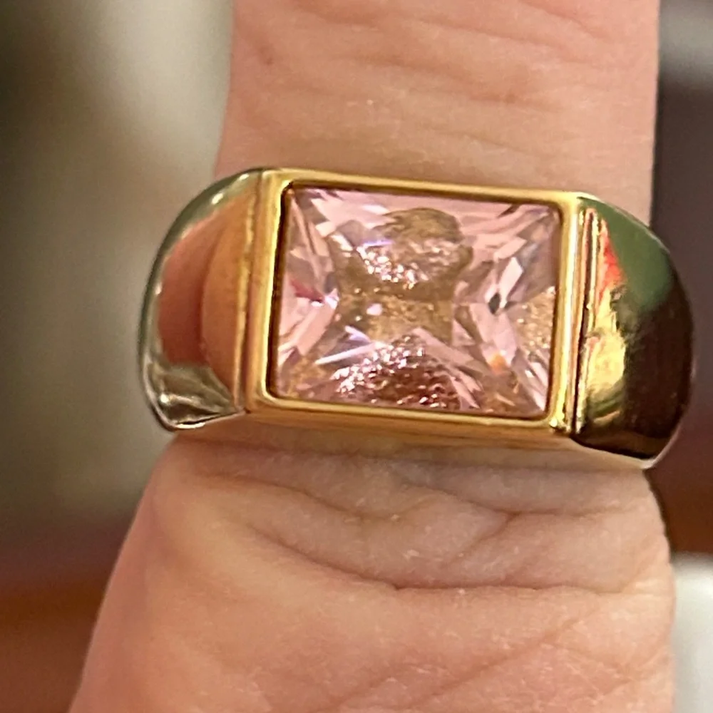 Mayamar‎ Gold dome Ring with Pink CZ Stone size 9